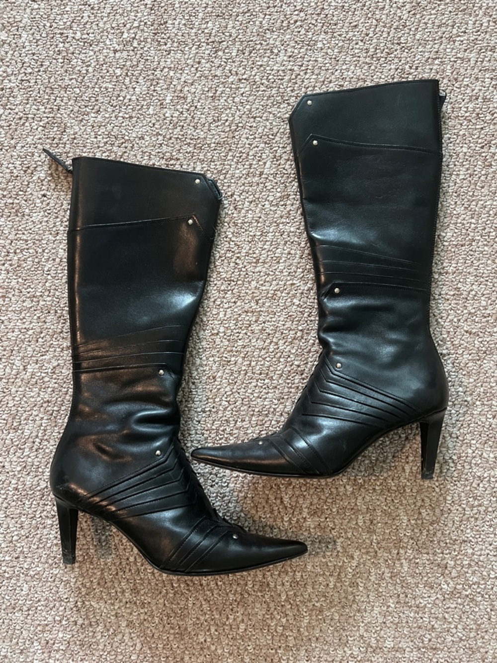 Jil Sander Women's Pointed Toe Mid-Calf Heeled Boots